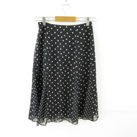 ANAYI ドット柄 フレアスカート サイズ36 アナイ ANAYI スカート フレア ひざ丈 ドット 黒 36 *T949 レディース