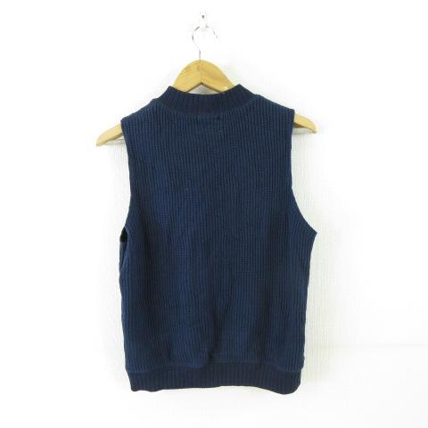 ジャックマン Jackman モックネックベスト ワッフル 紺 XS *A788 