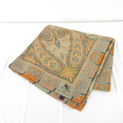 ETRO（エトロ） 大判ストール スカーフ 総柄 緑 ベージュ *A94