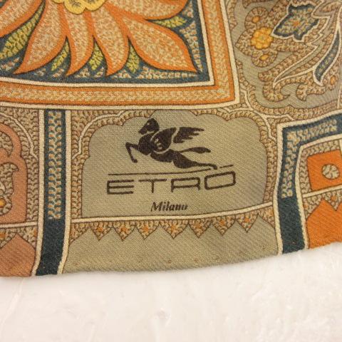 ETRO（エトロ） 大判ストール スカーフ 総柄 緑 ベージュ *A94