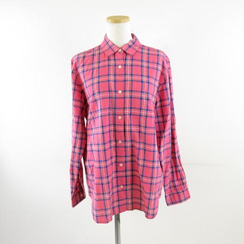 エーグル AIGLE チェックシャツ 長袖 ピンク 青 40 *A215 未使用品 エーグル AIGLE チェックシャツ 長袖 ピンク 青 40 *A215