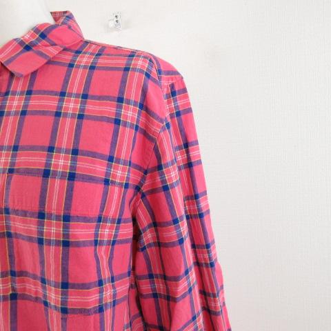 エーグル AIGLE チェックシャツ 長袖 ピンク 青 40 *A215 未使用品 エーグル AIGLE チェックシャツ 長袖 ピンク 青 40 *A215