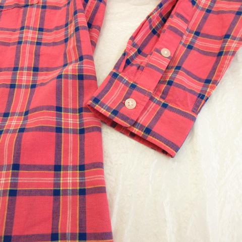 エーグル AIGLE チェックシャツ 長袖 ピンク 青 40 *A215 未使用品 エーグル AIGLE チェックシャツ 長袖 ピンク 青 40 *A215