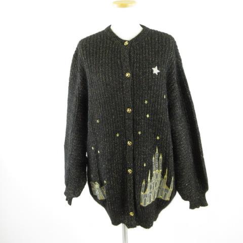 BIKI BIS ニットカーディガン 長袖 刺繍 ラメ 黒 44 *T649 BIKI BIS ニットカーディガン 長袖 刺繍 ラメ 黒 44 *T649 レディース