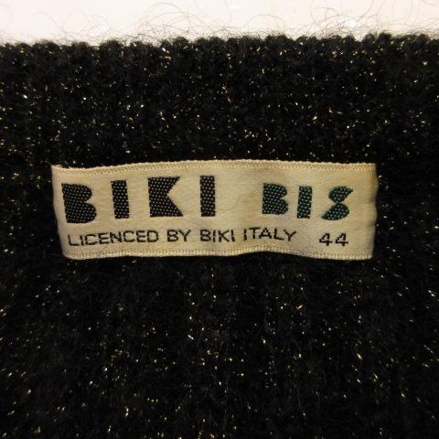BIKI BIS ニットカーディガン 長袖 刺繍 ラメ 黒 44 *T649 BIKI BIS ニットカーディガン 長袖 刺繍 ラメ 黒 44 *T649 レディース
