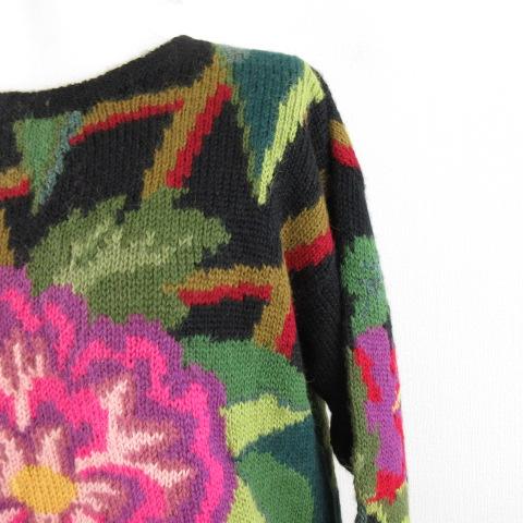 アルパカ専門店　T'IKA 花柄　ニット　ワンピース　ペルー製 アルパカ専門店 T´IKA 花柄 ニット ワンピース ペルー製