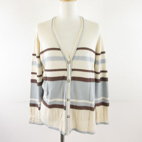 【中古】インポートロッサ Rossa ニットカーディガン 長袖 シルク混 ライトベージュ クリーム色 44 *T715 レディース インポートロッサ Rossa ニットカーディガン 長袖 シルク混 ライト