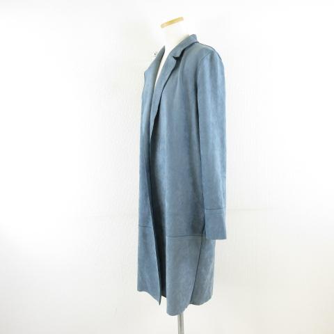 ZARA（ザラ） フェイクスエードコート ロング 長袖 青 S *A899