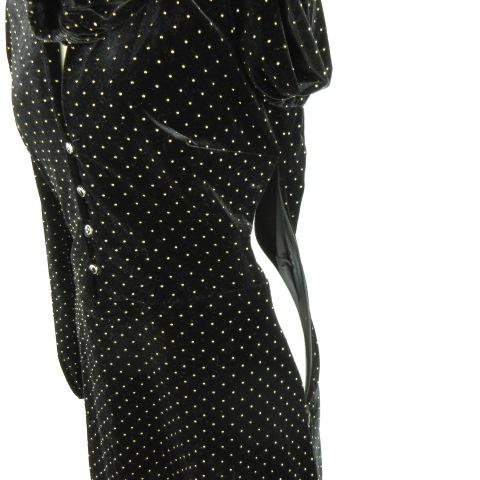 ZARA（ザラ） ベロアワンピース ミニ 長袖 ドット 黒 XS *A948