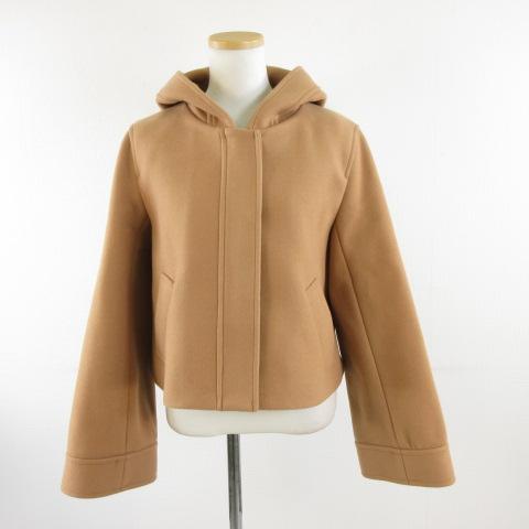 未使用品 エムドゥ M.deux フーディショートコート 長袖 茶 38 *A996 