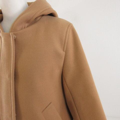 未使用品 エムドゥ M.deux フーディショートコート 長袖 茶 38 *A996 