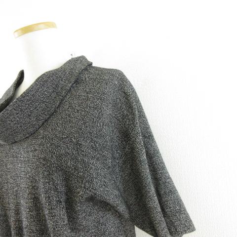 セイ TSE ニットワンピース ひざ丈 五分袖 黒 M *A50 レディース  