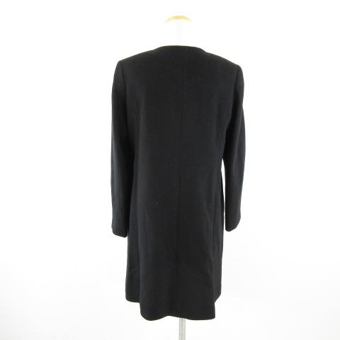 PRIME GARDEN ノーカラーコート 長袖 ロング 黒 38 *A272 レディース 