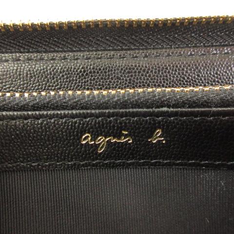 agnes b.（アニエスベー） 長財布 ラウンドファスナー レザー 黒 *A344
