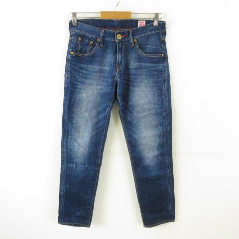バックナンバー BACK NUMBER 和紙デニムパンツ ロング テーパード 紺 S 