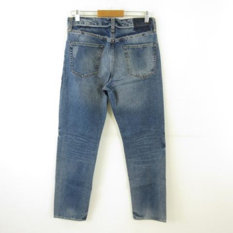 ジーユー GU デニムパンツ ジーンズ ストレート ダメージ 紺 32 *T613