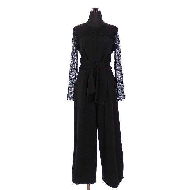 中古 ザラ ベーシック Zara Basic オールインワン コンビネゾン サロペット レース切替 長袖 M ブラック 黒 パーティー 結婚式 二次会 Ssaw レディース 118 ブランド古着販売のベクトル 通販 Yahoo ショッピング