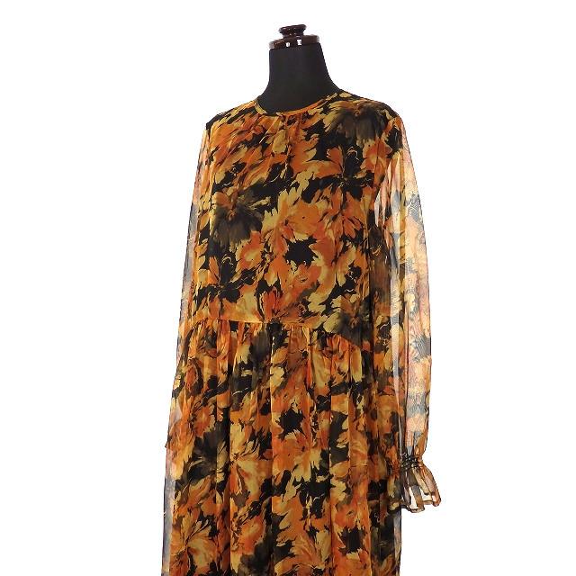 中古 ミラオーウェン Mila Owen 花柄 ロングワンピース チュニック 長袖 0 オレンジ ブラック 橙 黒 09wf Ssaw レディース ベクトル 古着 118 ブランド古着販売のベクトル 通販 Yahoo ショッピング