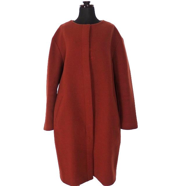 中古 ナノユニバース Nano Universe ノーカラーコート ジャケット ウール 長袖 38 エンジ 赤 Nl73ct3500tn レディース 販売実績no 1