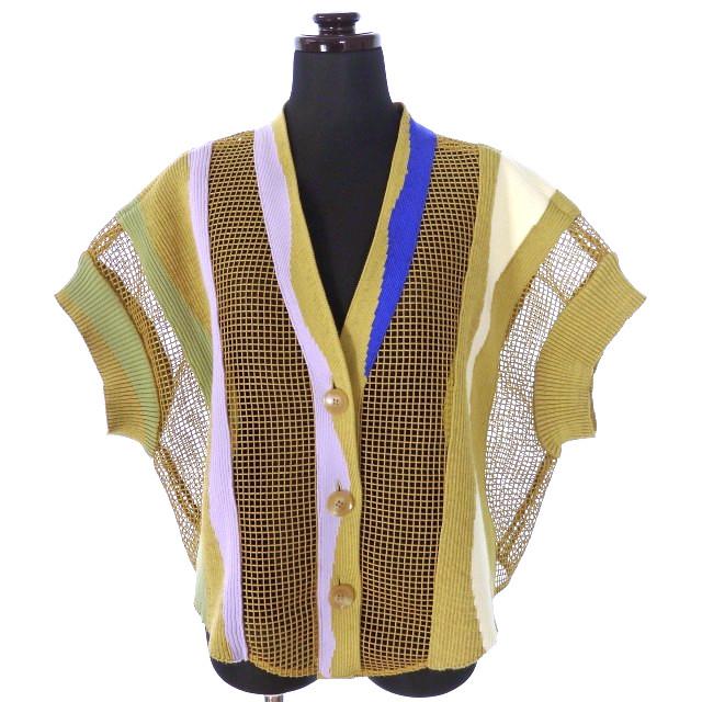 アキラナカ AKIRA NAKA 21SS 異素材コンビ ニットカーディガン