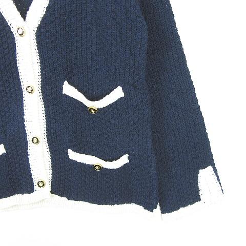 未使用品 MADDER VINTAGE ニット カーディガン 長袖 綿 麻 ネイビー 