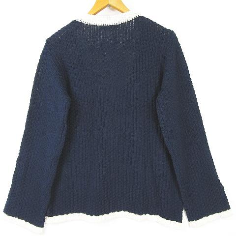 未使用品 MADDER VINTAGE ニット カーディガン 長袖 綿 麻 ネイビー 