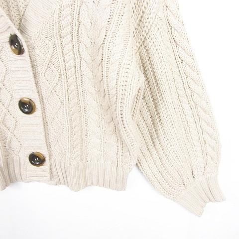 ヘザー Heather ニット カーディガン Vネック 長袖 ケーブル編み ヘザー Heather ニット カーディガン Vネック 長袖 ケーブル編み