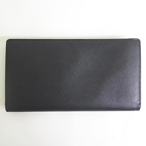 美品✨プラダ 長財布 オーガナイザー サフィアーノ レザー メタルロゴ ブラック PRADA（プラダ） サフィアーノレザー オーガナイザー 2つ折り 長財布