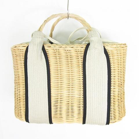 ZARA（ザラ） かごバッグ ハンドバッグ ラタン M ベージュ ライン 6345