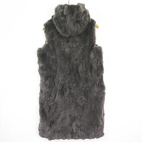 レッキスラビット100%KRYDDERIクリュドリィフード付きファーロングベスト クリュドリィ KRYDDERI リアルファー ロングベスト フード レッキス