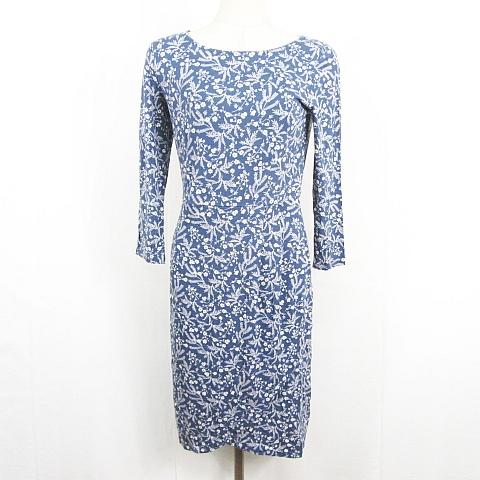 ローラアシュレイ LAURA ASHLEY ワンピース 膝下丈 長袖 ストレッチ