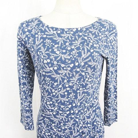 ローラアシュレイ LAURA ASHLEY ワンピース 膝下丈 長袖 ストレッチ