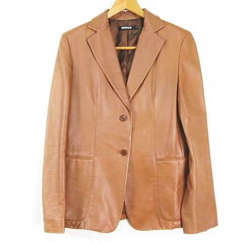 ダナキャランニューヨーク DKNY ラムレザー テーラード 2B ジャケット