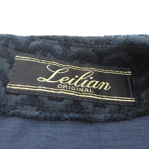 レリアン Leilian ワンピース 膝下丈 半袖 切替 レーヨン 7 ブラック