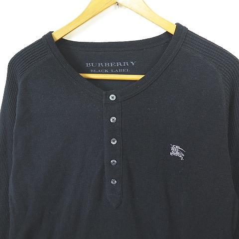 BURBERRY BLACK LABEL ノバチェック黒ヘンリーネックsize3 美品】バーバリーブラックレーベル ノバチェックネルシャツ 3 黒