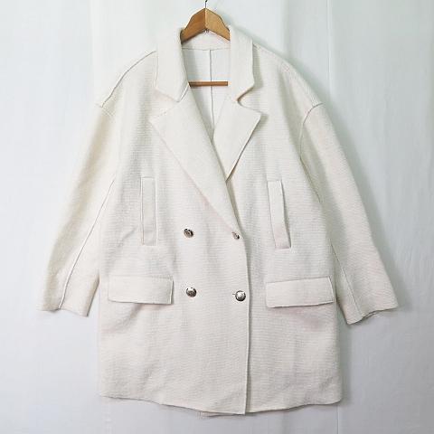 ZARA（ザラ） ウール混 金ボタン ダブルジャケット XS アイボリー 8073