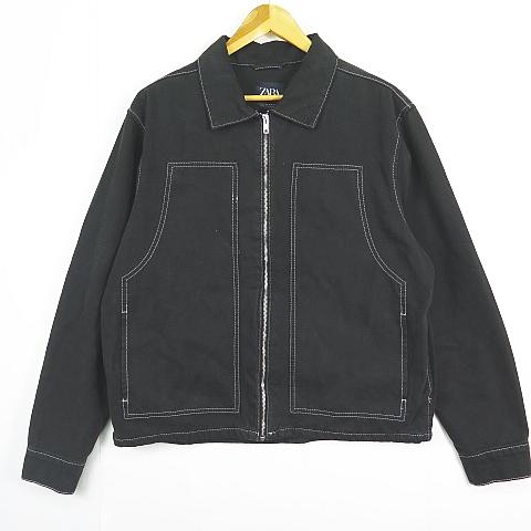 ZARA（ザラ） デニム ジャケット ジップアップ XL ブラック 6987/326 