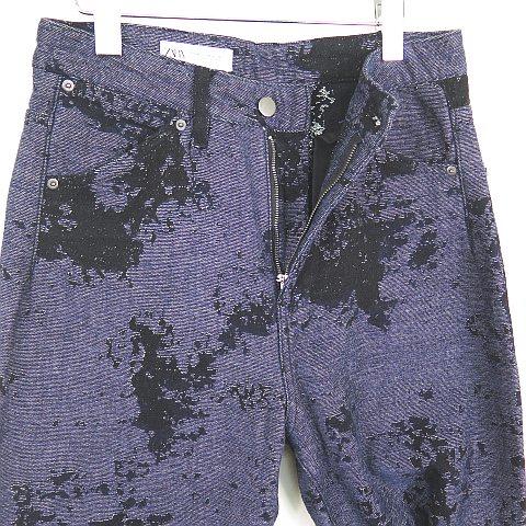 ZARA（ザラ） ジャガード デニム 5P パンツ 38 ネイビー/ブラック 7627