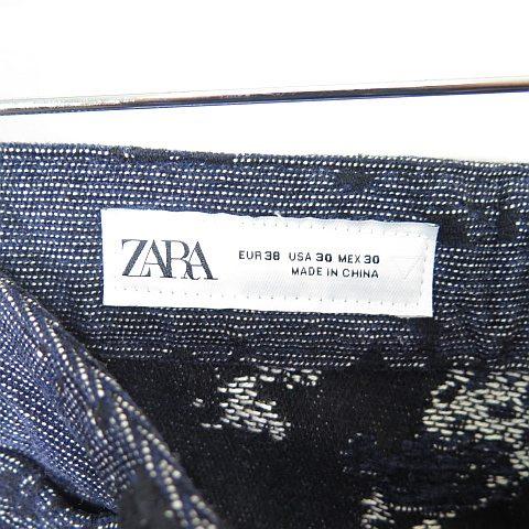 ZARA（ザラ） ジャガード デニム 5P パンツ 38 ネイビー/ブラック 7627