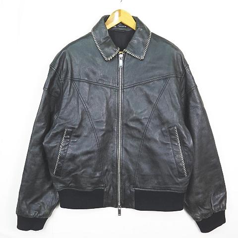 ZARA（ザラ） ラムレザー ジャケット ブルゾン コントラストステッチ M