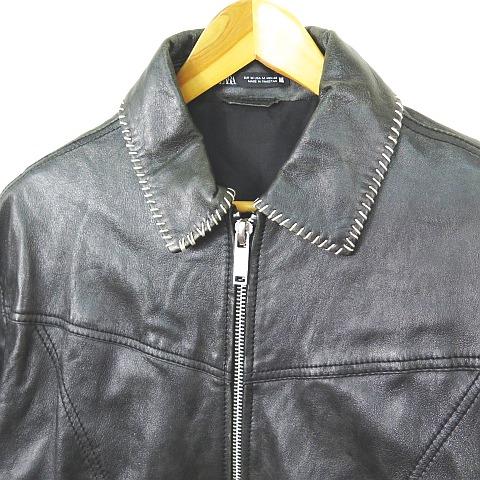 ZARA（ザラ） ラムレザー ジャケット ブルゾン コントラストステッチ M