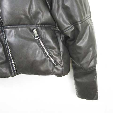 ZARA（ザラ） フェイクレザー ジャケット 中綿 S ダークブラウン 3046