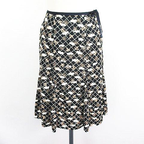 クレージュ courreges スカート ボトムス ひざ丈 フレア 総柄 リボン