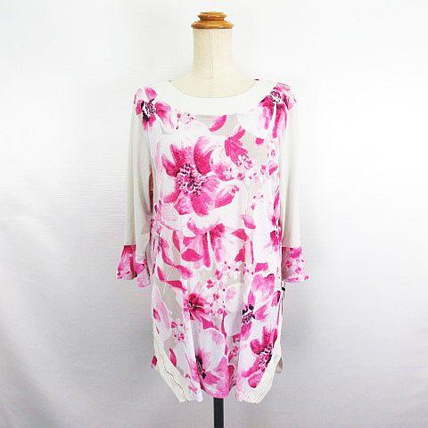 未使用品 コンマ comma チュニック ワンピース 七分袖 ラウンドネック 