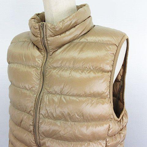 ユニクロ（UNIQLO） ダウンベスト アウター ジップアップ XL ベージュ