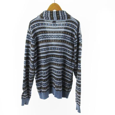 中古 タケオキクチ Takeo Kikuchi カーディガン ニット 長袖 ショールカラー ノルディック柄 水色 ブルー 黒 ブラック リネン 麻 コットン 3 メンズ 121 ブランド古着販売のベクトル 通販 Yahoo ショッピング