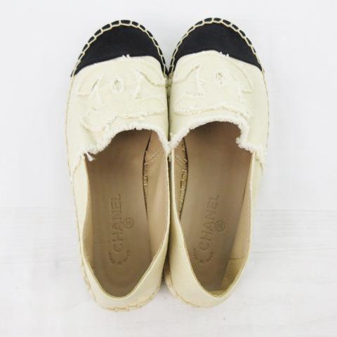 中古 シャネル CHANEL エスパドリーユ スリッポン フラットシューズ
