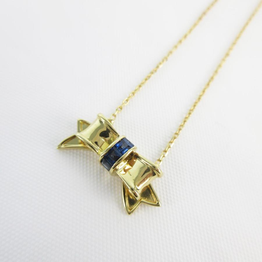 ティファニー TIFFANY & CO. ネックレス リボン ボウ サファイヤ K18