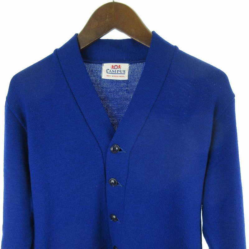 50'S campus キャンパス レタード カーディガン ニット ブルー ウール