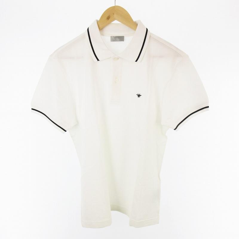 ディオールオム Dior HOMME BEE 刺繍 ポロシャツ 半袖 白 ホワイト 黒